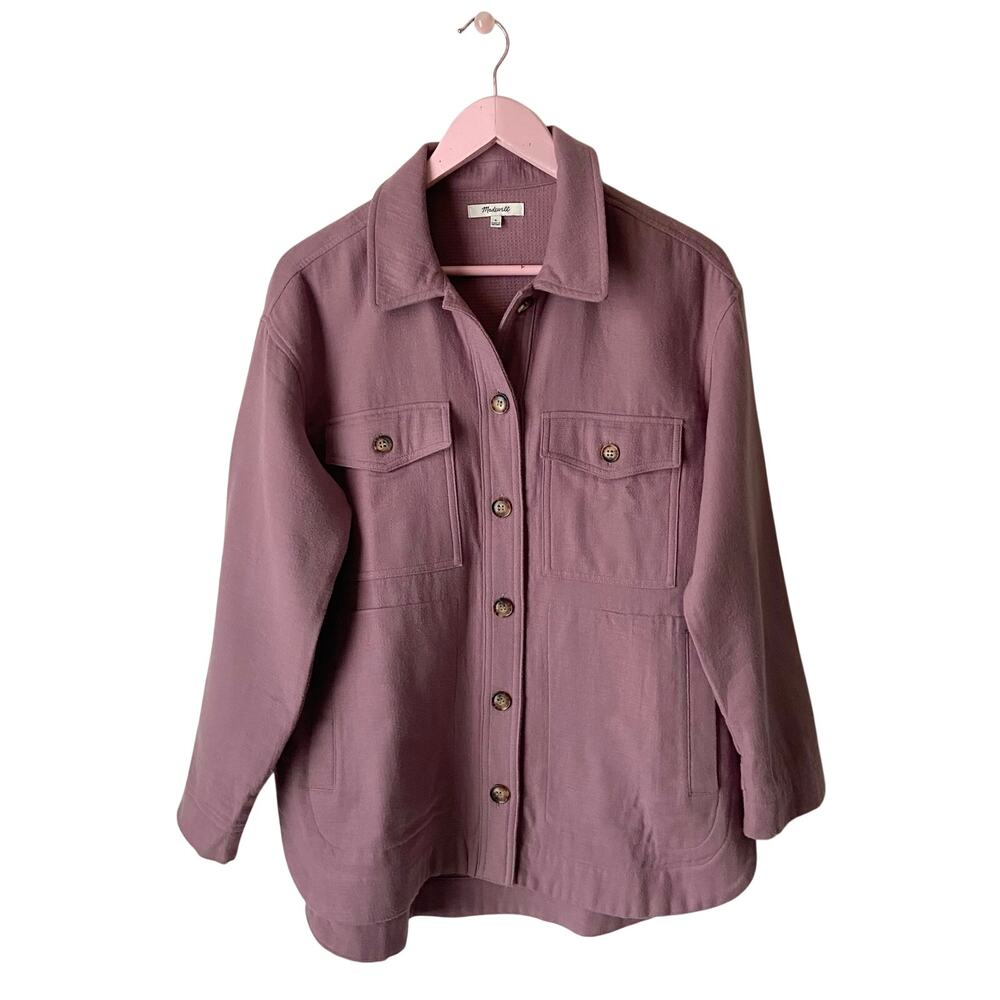 Madewell Waffleback Branner Shirt Jacket Faded Fig Purple 100% Cotton